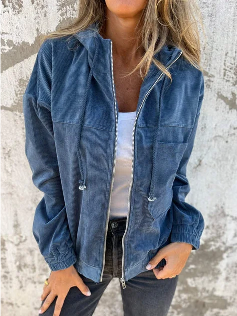 Sweat-shirt à Capuche Manches Longues Régulier Plain Blouson Aviateur Blouson Zip pour Femmes