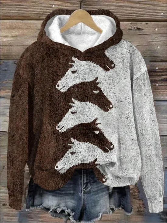 à Capuche Décontracté Floral Printemps / Automne Coton Sweat-shirt à Capuche Micro-élasticité Quotidien Droit Régulier pour Femmes
