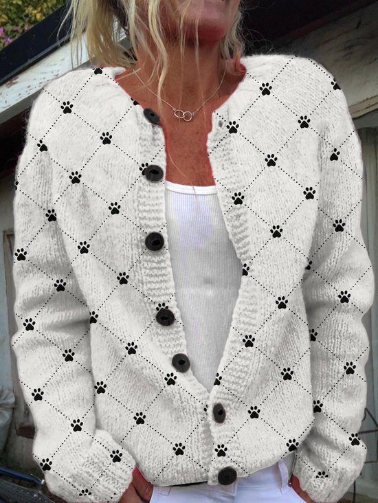 Cardigans Décontracté Floral Hiver Tricoté Poids lourd Coupe Régulière Manches Longues Régulier Droit pour Femmes