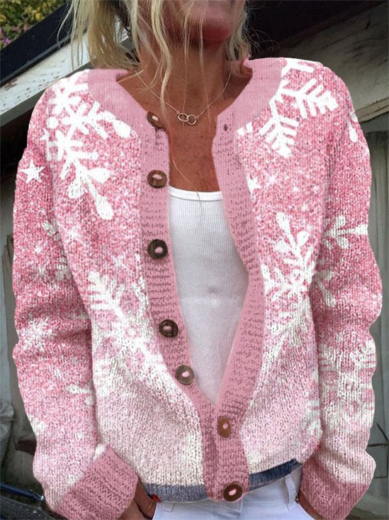Cardigans Femmes Décontracté impression en 3D Hiver Tricoté Poids lourd Quotidien Manches Longues Col Rond Droit