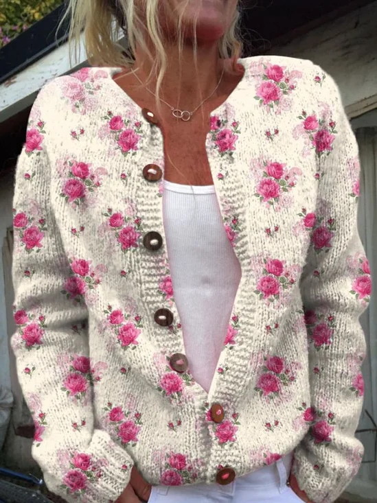 Cardigans Femmes Décontracté impression en 3D Printemps / Automne Faire la navette Ample Manches Longues Régulier Droit Régulier