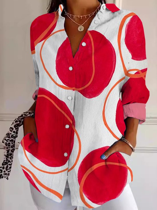 Chemises Femmes Géométrique Décontracté Printemps / Automne Quotidien Coupe Régulière Noël Manches trois quarts Régulier Col de Chemise