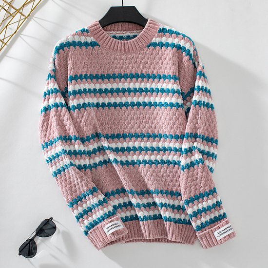 Pulls Rayé Décontracté Printemps / Automne Ample Noël Manches Longues Col Rond Régulier Droit pour Femmes