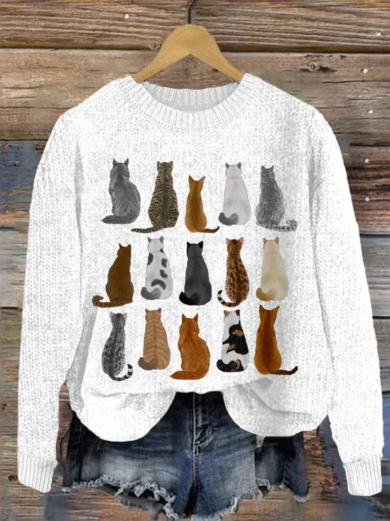 Pulls Femmes Simple Hiver impression en 3D Poids lourd Manches Longues Col Rond Régulier Droit 2025POD