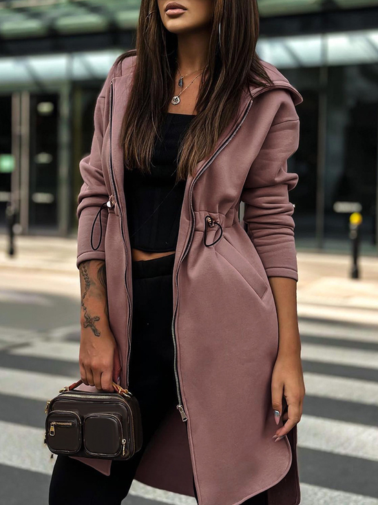 Sweat-shirt à Capuche Manches Longues Régulier Plain Blouson pour Femmes
