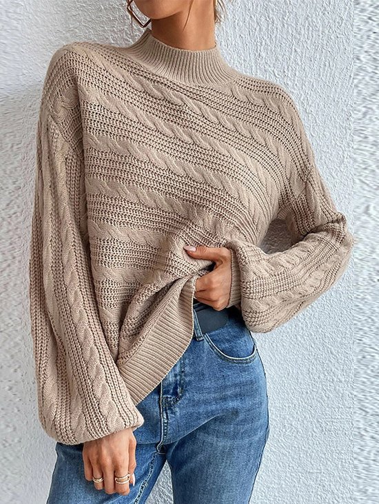 Pulls Femmes Décontracté Plain Printemps / Automne Ample Manches Longues Laine/Tricot Mi-long Droit Non