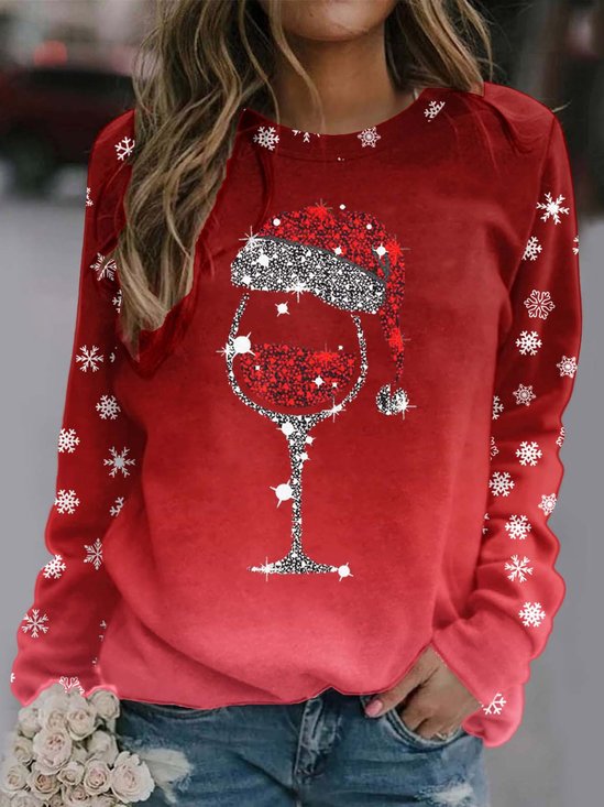 Sweat-shirts Femmes Décontracté Printemps / Automne Verre à Vin de Nonël Naturel Ample Nonël Régulier Régulier Non