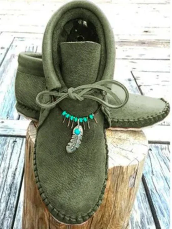 Bottes mocassins Boho Plain Automne Perlé Quotidien à Talon Plat Fausse Fourrure PU Caoutchouc pour Femmes