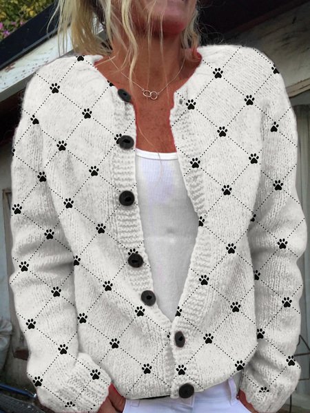 Cardigans Femmes Géométrique Décontracté Hiver Naturel Quotidien Laine/Tricot Mi-long Droit Élasticité moyenne