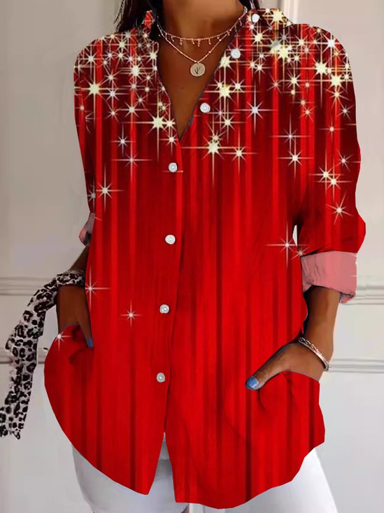Chemises Décontracté Floral Printemps / Automne Léger Aucune élasticité Manches Longues Régulier Droit Col de Chemise pour Femmes