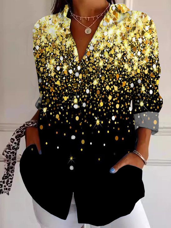 Chemises Femmes Décontracté Floral Printemps / Automne Léger Quotidien Coupe Régulière Noël Régulier Col de Chemise
