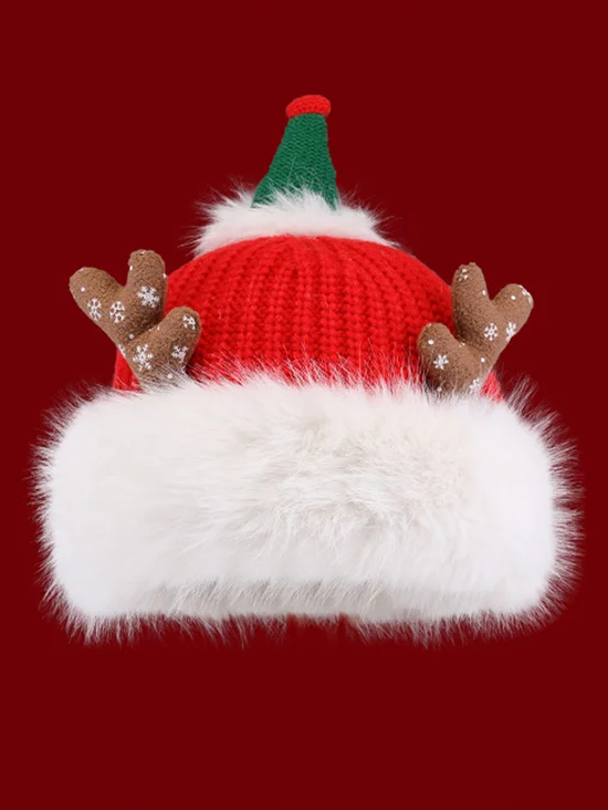 Bonnets Décontracté Bloc de Couleur Toutes Les Saisons Acrylique Poids lourd Vacances Fourrure Noël chaleur pour Femmes