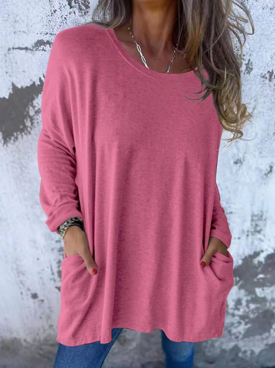 Pulls Femmes Décontracté Plain Printemps / Automne Col V Ample Fil/fil de laine Mi-long Droit Régulier