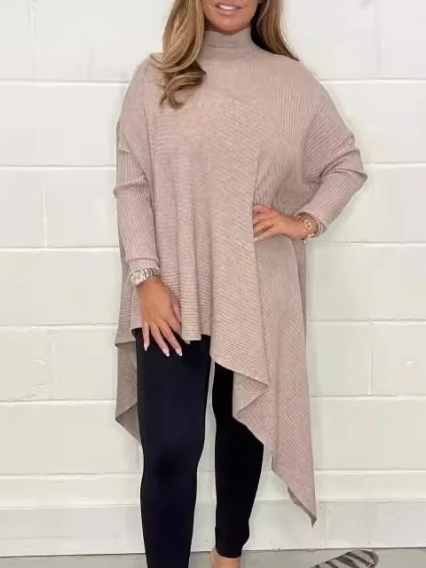 Chemisiers1 Femmes Décontracté Plain Printemps / Automne Micro-élasticité Quotidien Ample Jersey Col Roulé Droit