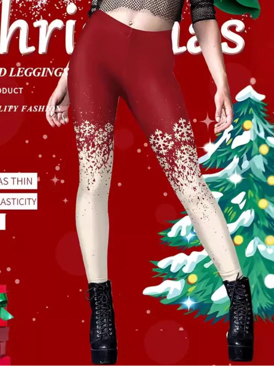 Pantalons De Yoga Décontracté Plain Hiver Polyester Naturel Quotidien Serré Noël en Toison pour Femmes