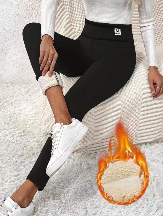 Pantalons De Yoga Décontracté Plain Hiver Naturel à Haute Élasticité Serré Pantalon coupe slim Collant en Toison pour Femmes