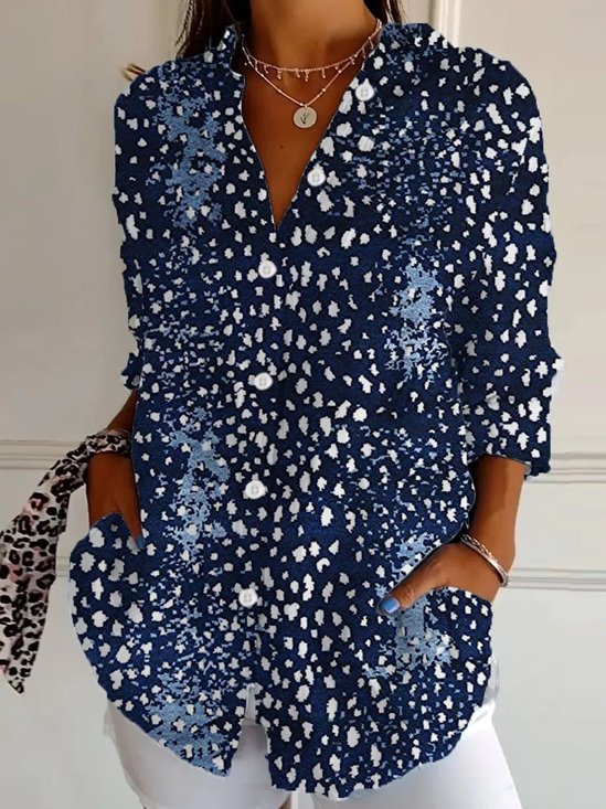 Chemises Décontracté Ethnique Printemps / Automne Polyester Aucune élasticité Quotidien Droit Col de Chemise T.-N.-L. pour Femmes