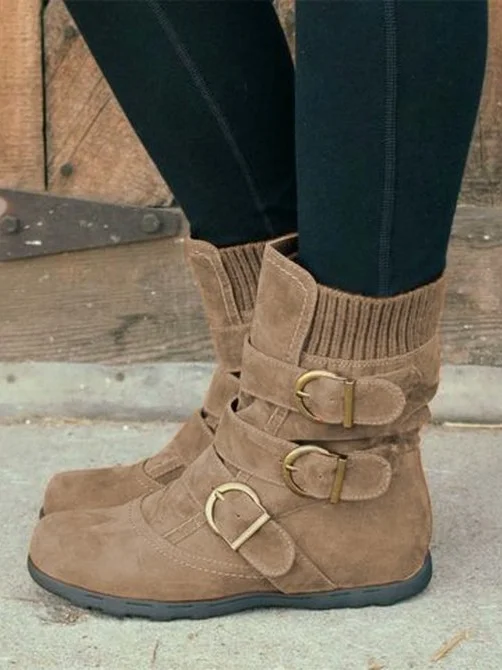 Rembourré de Coton Bottes Rétro Plain Hiver Polyester Zip Faire la navette à Talon Plat Bout Rond Caoutchouc pour Femmes