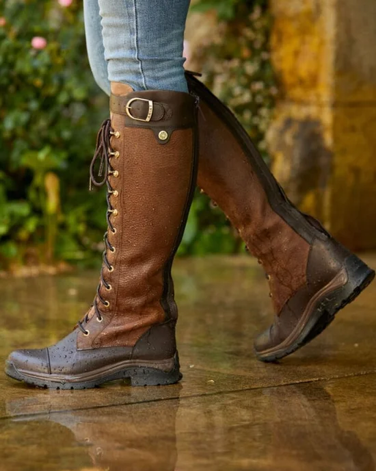 Bottes d'Extérieur Femmes Ethnique Plain Automne Zip Imperméable Vacances Bottes de Combat Cuir Talon de Bloc