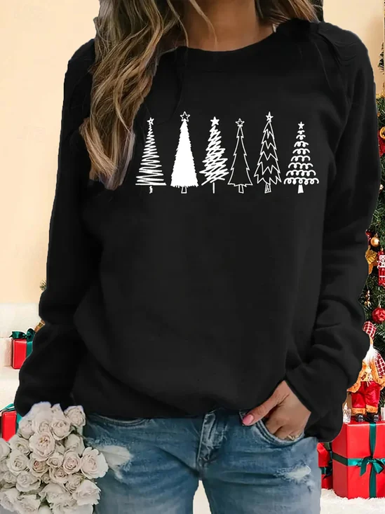 Sweat-shirts Femmes Décontracté Printemps / Automne Noël Polyester Micro-élasticité Respirable Ample 1 * Top Pull-over