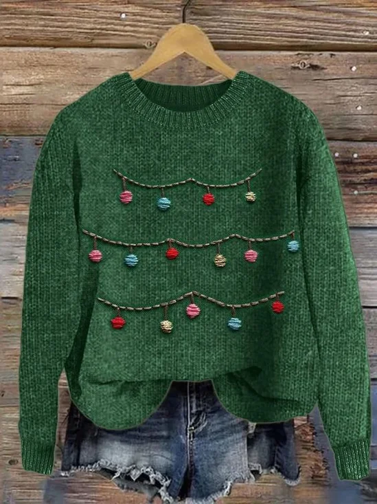 Pulls Femmes Simple Hiver impression en 3D Tricoté Poids lourd Micro-élasticité Quotidien Ample Manches Longues