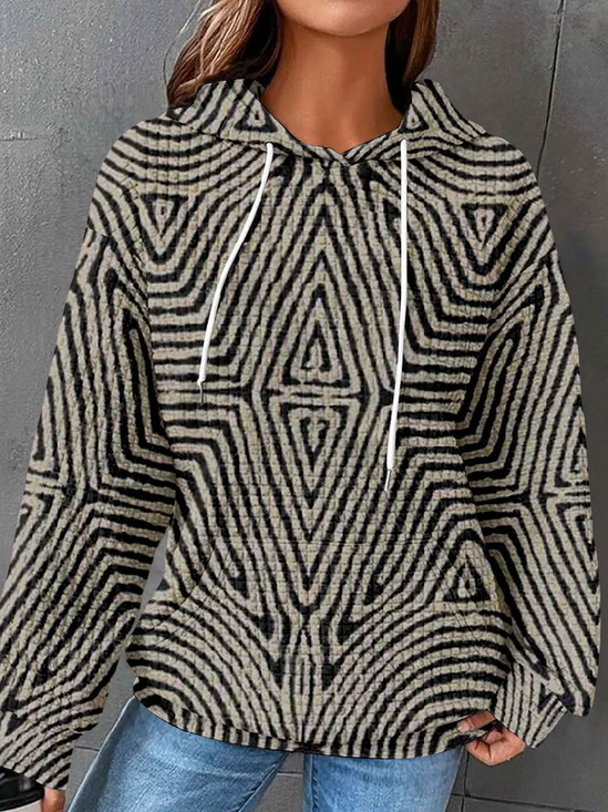 Sweat-shirts Décontracté Abstrait Printemps / Automne Zip Sweat-shirt à Capuche Micro-élasticité Quotidien Régulier Régulier pour Femmes