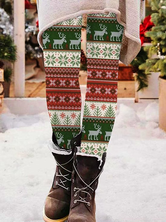 Pantalons De Yoga Femmes Décontracté Toutes Les Saisons Noël à Haute Élasticité Serré Noël Long Legging Droit