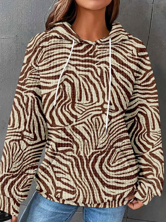 Sweat-shirts Femmes Décontracté Abstrait Printemps / Automne Polyester Zip Sweat-shirt à Capuche Micro-élasticité Manches Longues Régulier