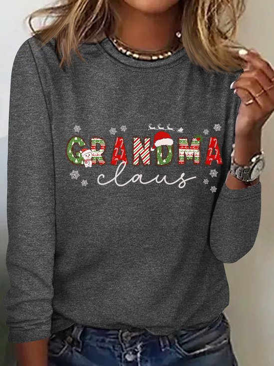 Blouses Décontracté Printemps / Automne Noël Ample Manches Longues en Mélangé de Coton Droit Régulier Élasticité moyenne pour Femmes