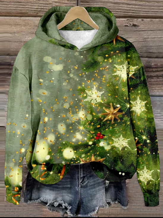 Sweat-shirts Décontracté Printemps / Automne Noël Polyester Sweat-shirt à Capuche Ample Régulier Droit Régulier pour Femmes
