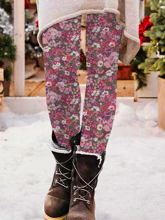 Pantalons De Yoga Femmes Décontracté Floral Toutes Les Saisons Quotidien Noël Long Legging Droit Régulier