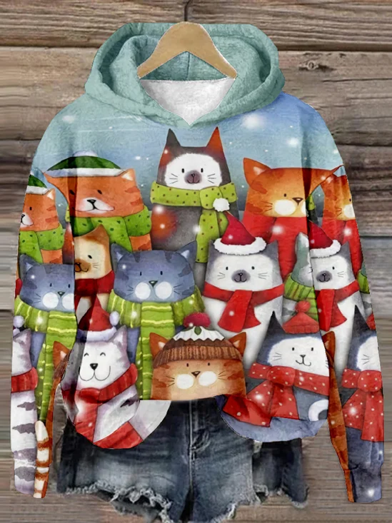 Sweat-shirts Décontracté Noël Printemps / Automne Sweat-shirt à Capuche Micro-élasticité Quotidien Noël Régulier Droit pour Femmes