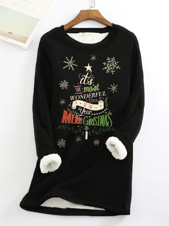 Sweat-shirts Femmes Décontracté Hiver Noël Polyester Aucune élasticité Manches Longues Col Rond Mi-long Droit