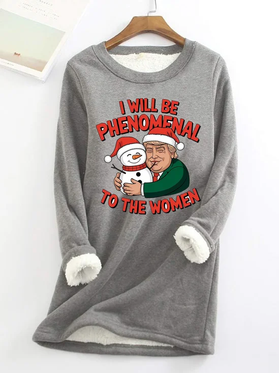 Sweat-shirts Décontracté Hiver Noël Polyester Aucune élasticité Manches Longues Col Rond Droit en Toison pour Femmes