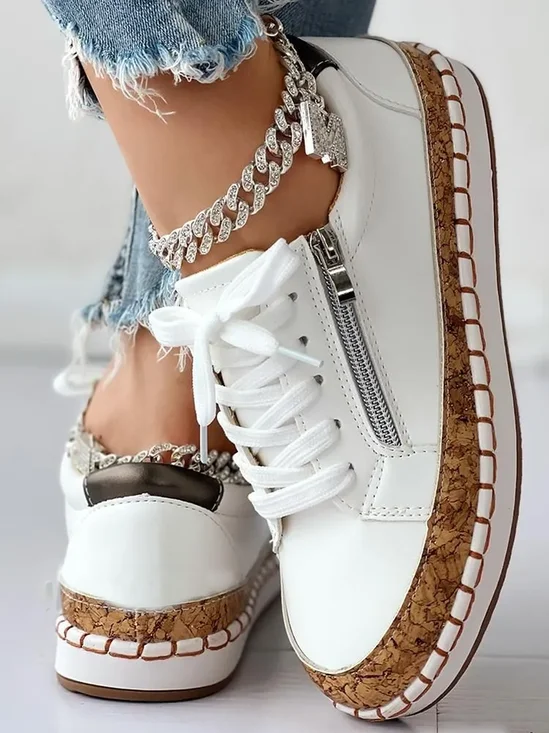 Mocassins Décontracté Plain Toutes Les Saisons Quotidien à Talon Plat Bout Rond PU Caoutchouc Chaussures à Tige Basse pour Femmes