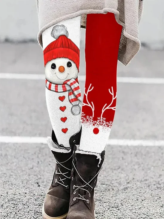 Pantalons De Yoga Femmes Décontracté Toutes Les Saisons Père Noël Polyester Micro-élasticité Fête Taille Moyenne Ligne T Régulier