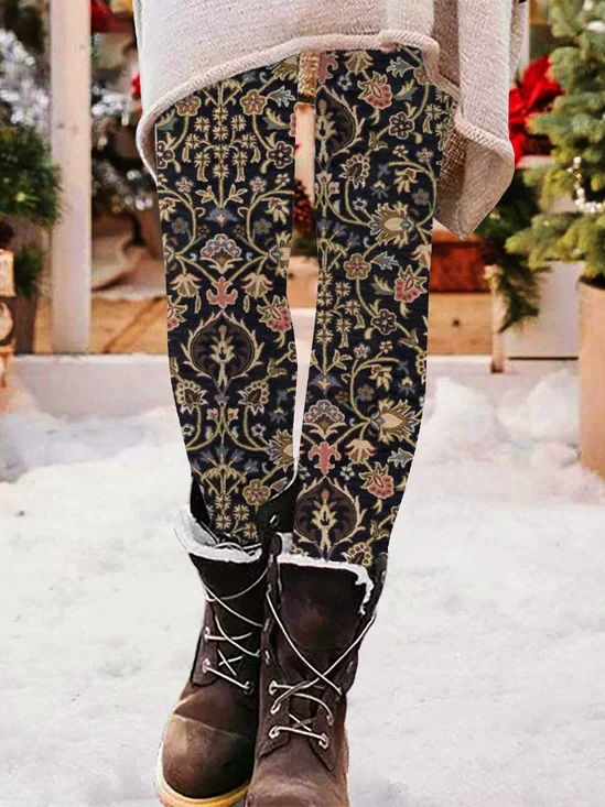 Pantalons De Yoga Décontracté Ethnique Toutes Les Saisons Naturel à Haute Élasticité Serré Long Legging Régulier pour Femmes