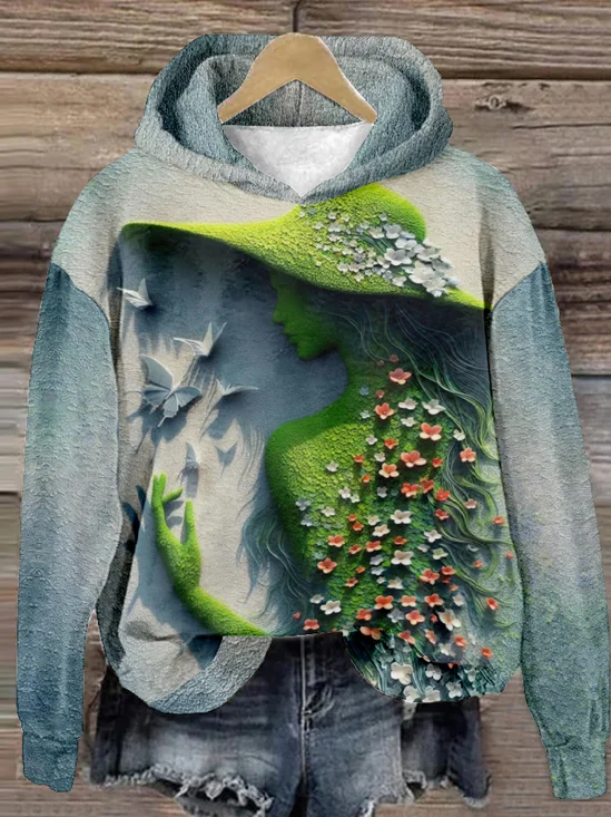 Sweat-shirts Femmes Décontracté Floral Printemps / Automne Sweat-shirt à Capuche Quotidien Ample Manches Longues Régulier Droit