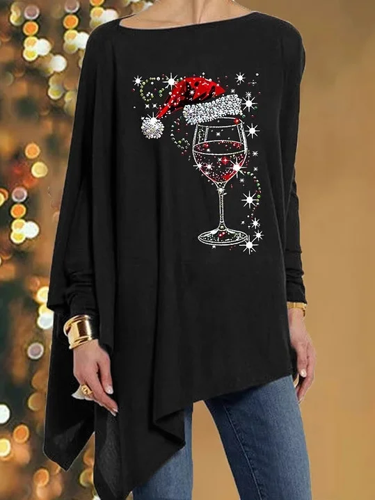 Chemisiers1 Décontracté Printemps / Automne Noël Quotidien Ample Jersey Manches Longues Mi-long Régulier pour Femmes