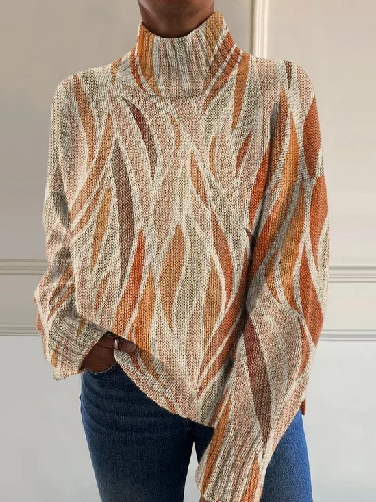 Sweat-shirts Géométrique Décontracté Printemps / Automne Polyester Quotidien Manches Longues Col Roulé Régulier Régulier pour Femmes