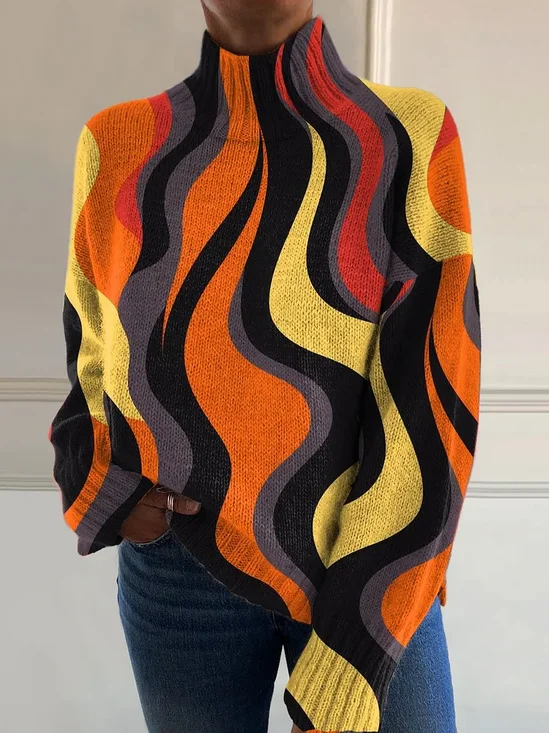 Sweat-shirts Géométrique Décontracté Printemps / Automne Polyester Micro-élasticité Quotidien Ample Manches Longues Droit pour Femmes