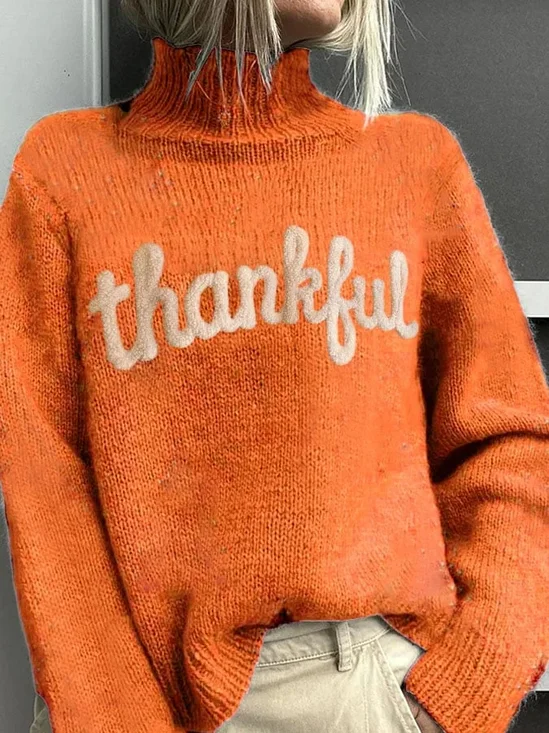 Sweat-shirts Décontracté Printemps / Automne Lettres de texte Polyester Micro-élasticité Quotidien Manches Longues Col Roulé Droit pour Femmes
