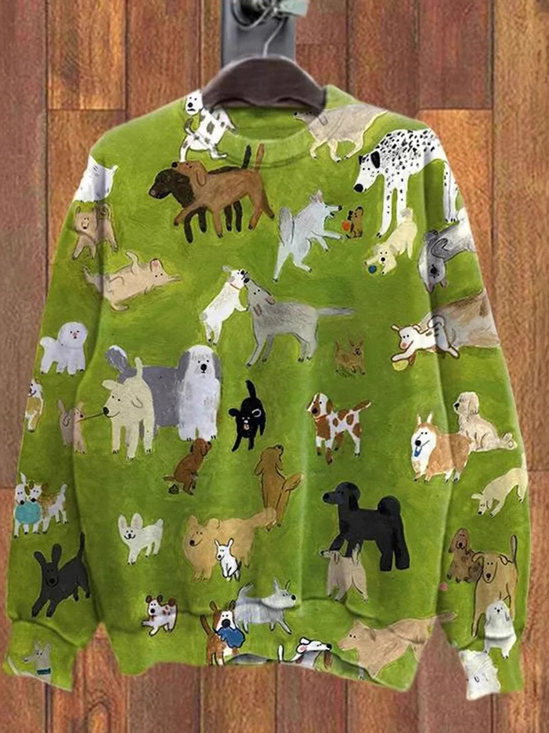 Sweat-shirts Décontracté Printemps / Automne Chien Polyester Micro-élasticité Quotidien Manches Longues Régulier Régulier pour Femmes