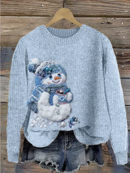 Pulls Décontracté Imprimé d'Animal Printemps / Automne Micro-élasticité Quotidien Coupe Régulière Col Rond Laine/Tricot Régulier pour Femmes