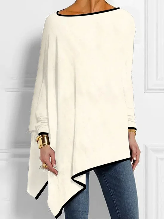 Chemisiers1 Femmes Géométrique Décontracté Printemps / Automne Micro-élasticité Jersey Col Rond Mi-long Droit Régulier