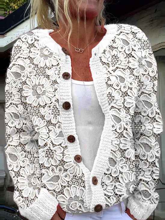 Cardigans Femmes Ethnique Printemps / Automne impression en 3D Tricoté Faire la navette Ample Régulier Droit Régulier