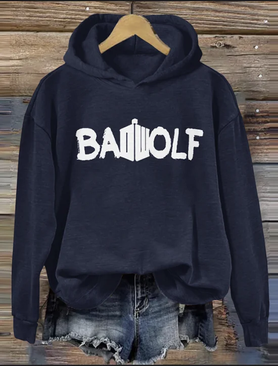 à Capuche Décontracté Printemps / Automne Lettres de texte Sweat-shirt à Capuche Micro-élasticité Quotidien Régulier Trapèze Régulier pour Femmes
