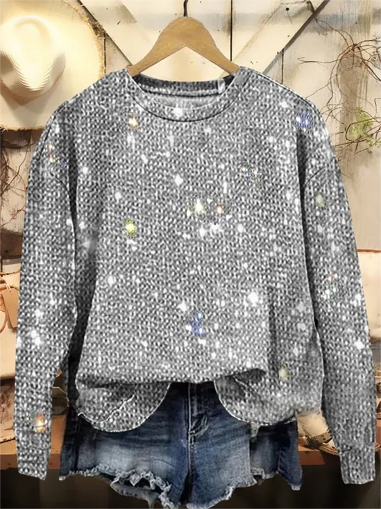 Sweat-shirts Décontracté impression en 3D Printemps / Automne Polyester Fête Manches Longues Col Rond Droit Régulier pour Femmes