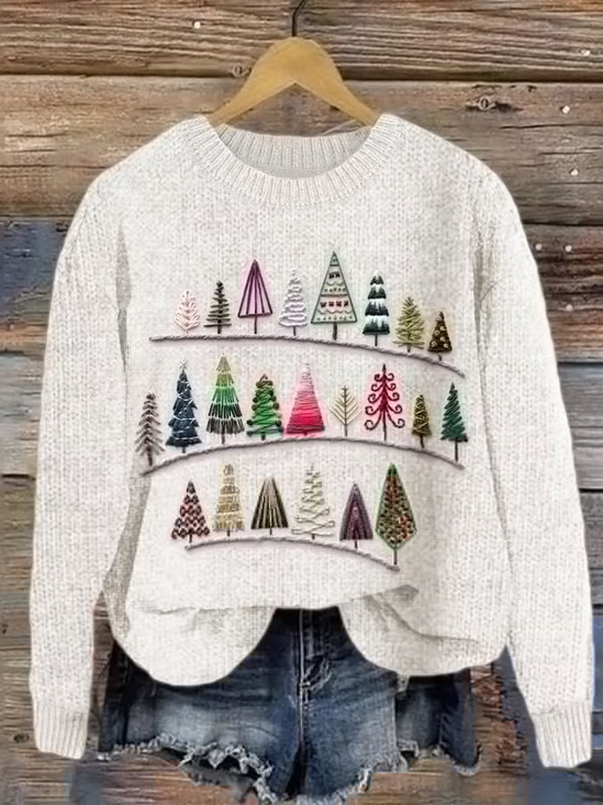 Pulls Femmes Décontracté Hiver Noël Micro-élasticité Quotidien Ample Manches Longues Col Rond Régulier