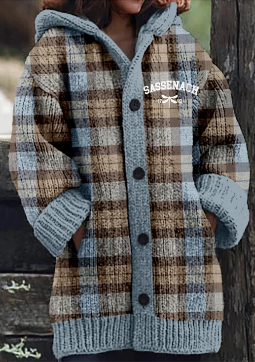 Cardigans Décontracté Printemps / Automne Plaid Micro-élasticité Quotidien Coupe Régulière Laine/Tricot Mi-long Trapèze pour Femmes